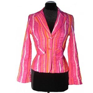 Shake Pink White Orange Striped Blazer ~ Size S